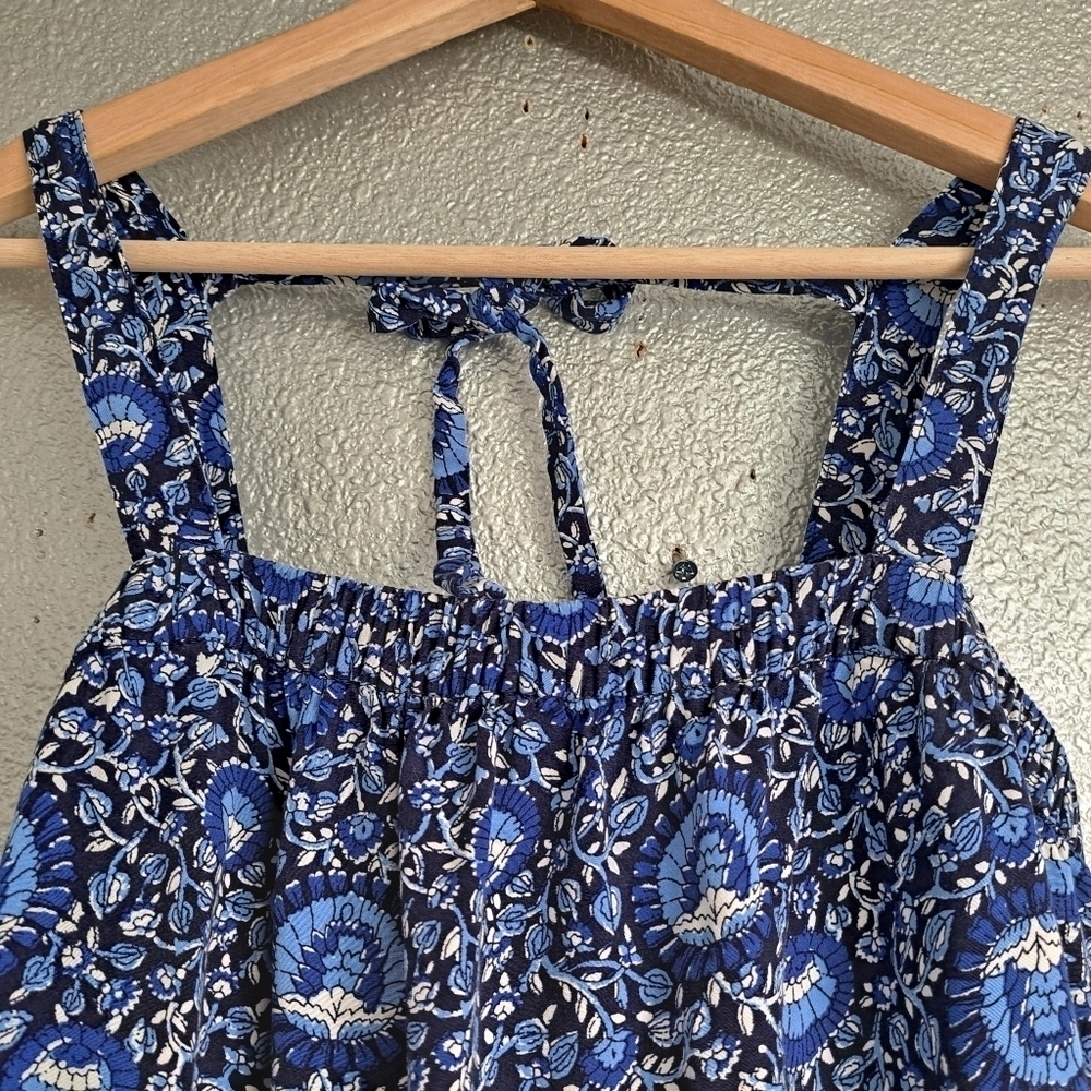 Boho Floral Dark Sea Blue Maxi Dress    Size M - Picture 2 of 10